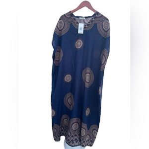 Seven Islands New York maxi dress, XL, cap sleeves, navy blue, 100% rayon